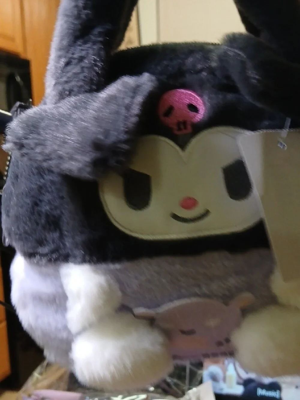 Kuromi Plush Handbag in Black and Lavender S/M